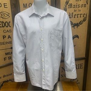 Luciano Barbera Club White and Blue Striped Dress Shirt, 17.5-44